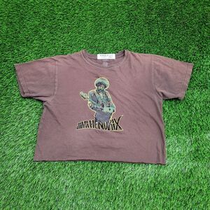 Jimi-Hendrix Crop-Top Shirt Womens Medium 18x17 Brown